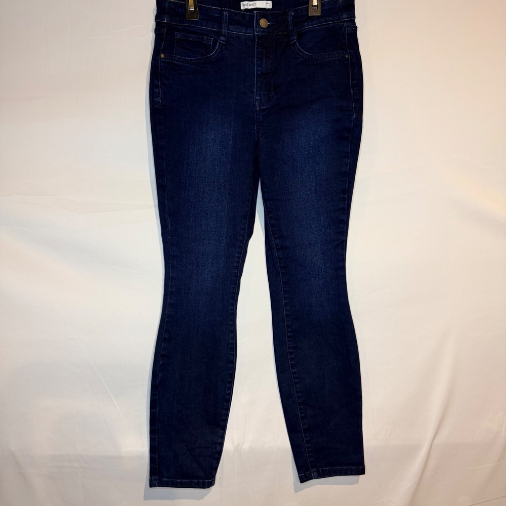 Nine West Womens Size 6 Skinny Jeans Dark Indigo Blue High Rise